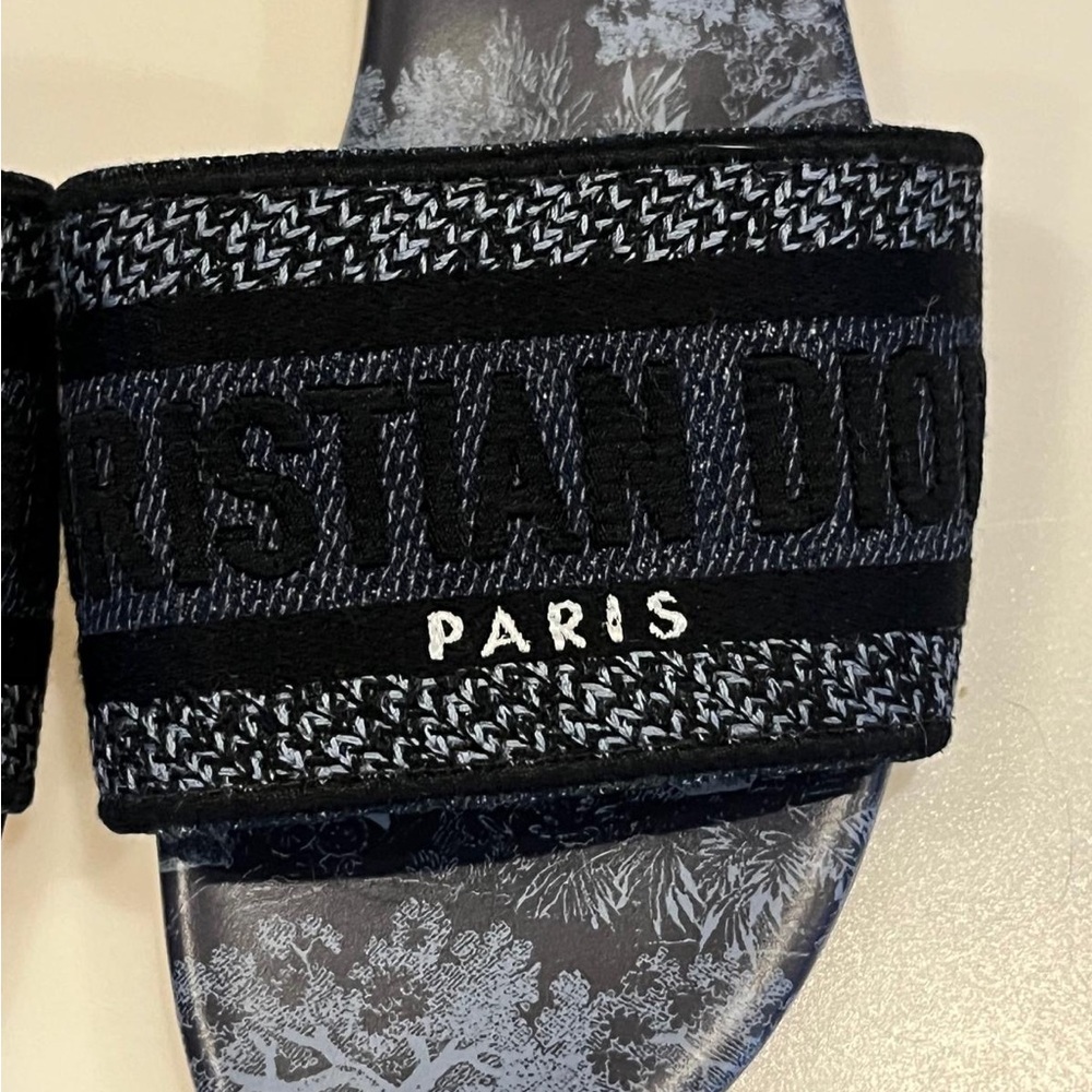 Dior DWay Blue and Black Slide Sandals - Picture 6 of 9